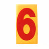 Vintage Industrial Marquee Sign Number "6", Red Yellow Flexible Plastic, 7" (c.1970s) - thirdshift