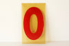 Vintage Industrial Marquee Sign Number "0", Red Yellow Flexible Plastic, 7" (c.1970s) - thirdshift