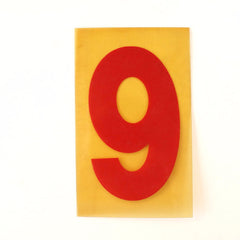 Vintage Industrial Marquee Sign Number "9", Red Yellow Flexible Plastic, 7" (c.1970s) - thirdshift