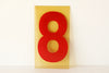 Vintage Industrial Marquee Sign Number "8", Red Yellow Flexible Plastic, 7" (c.1970s) - thirdshift