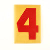 Vintage Industrial Marquee Sign Number "4", Red Yellow Flexible Plastic, 7" (c.1970s) - thirdshift