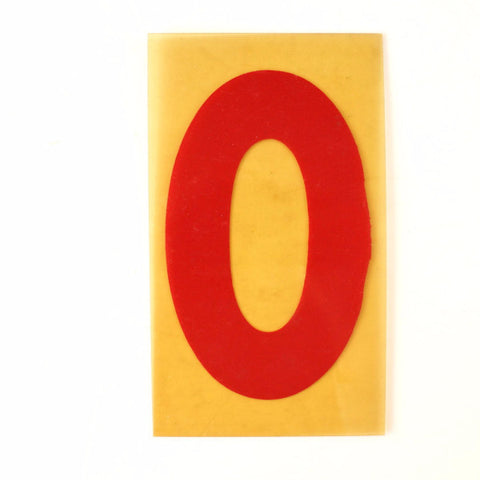 Vintage Industrial Marquee Sign Number "0", Red Yellow Flexible Plastic, 7" (c.1970s) - thirdshift