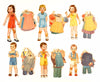 Vintage Paper Doll Children "Janey, Peggy, Pam, Jimmy, Tommy, Ted" 47 pieces (c.1940s) - thirdshift