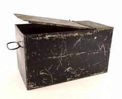Vintage Metal Safe Deposit Box in Black (c.1940s) - thirdshift