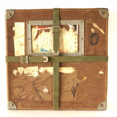Vintage Film Reel Shipping Box with Green Canvas Straps, 13" square (c.1960s) N2 - thirdshift