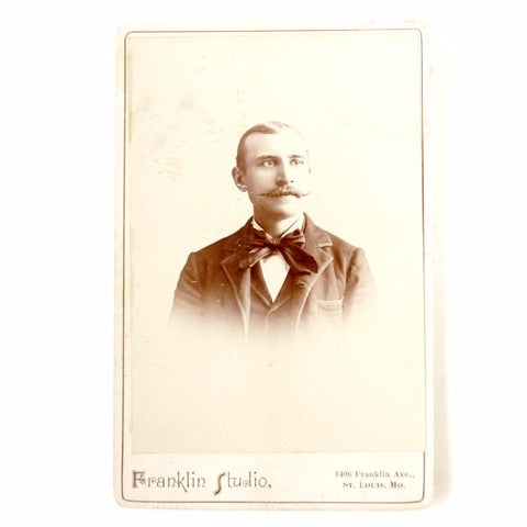 Antique Photograph Cabinet Card of Man with Moustache from St. Louis Missouri (c.1880s) - thirdshift