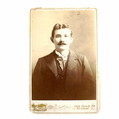 Antique Photograph Cabinet Card of Man with Mustache from Missouri (c.1880s) - thirdshift