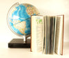 Vintage Rand McNally International World Globe with Hardcover Atlas in Stand (c.1978) - thirdshift