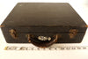 Vintage Black Hard Sided / Hardboard Storage Case with Leather Handle (c.1930s) - thirdshift