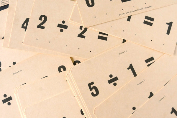 Vintage Teach-Me New Math Division Flash Cards, Complete Set of 41, 6 ...