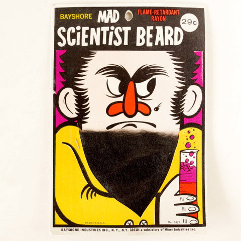 Vintage Halloween Mad Scientist Beard in Original Package by Bayshore (c.1970s) - thirdshift