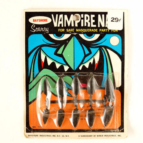 Vintage Halloween Vampire Nails Collectible in Original Package by Bayshore (c.1970s) - thirdshift
