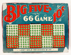 Vintage Big Five 66 Game Unused 10 Cent Punch Board with Key (c.1940s) - thirdshift