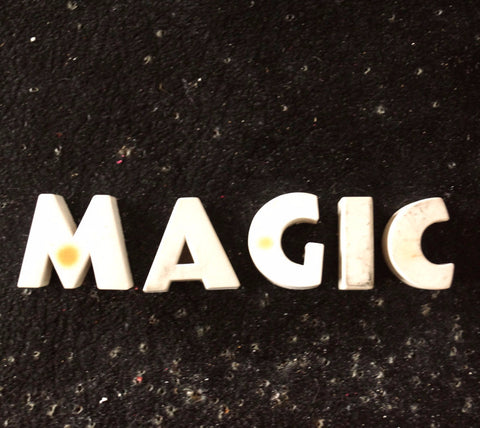 Vintage White Ceramic Push Pins "MAGIC" (c.1940s) - thirdshift