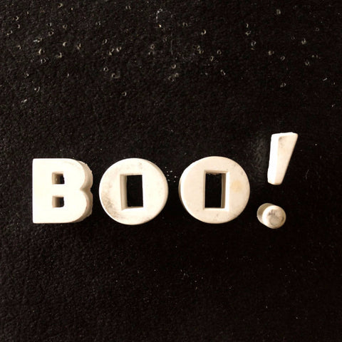 Vintage White Ceramic Push Pins "BOO!" (c.1940s) - thirdshift