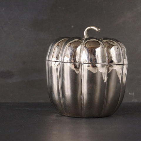Vintage Silver-Plate Pumpkin Trinket Holder (c.1950s) - thirdshift