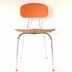Vintage School Chair, Chrome and Orange Composite, C.F. Church Corex N2 (c.1950s) - thirdshift