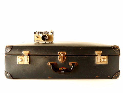 Vintage Metal Airway Luggage in Black by E.J. Gausepohl Luggage Shop (c.1900s) - thirdshift