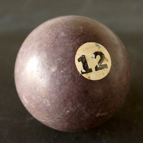 Vintage / Antique Clay Billiard Ball Purple Number 12, Standard Pool Ball Size (c.1910s) - thirdshift
