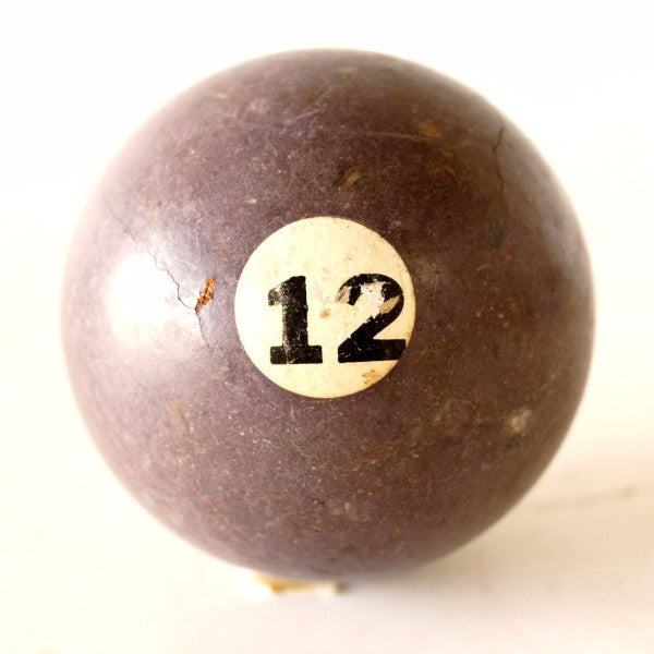 Vintage / Antique Clay Billiard Ball Black Number 8, Art Deco Pool