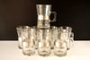 Vintage Beverage Mugs with Handles and Brushed Steel Band, Set of 8 (c.1950s) - thirdshift