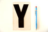Vintage Industrial Marquee Sign Letter "Y", Black on Clear Thick Acrylic, 7" tall (c.1970s) - thirdshift