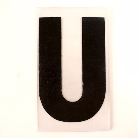 Vintage Industrial Marquee Sign Letter "U", Black on Clear Thick Acrylic, 7" tall (c.1970s) - thirdshift