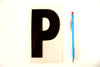 Vintage Industrial Marquee Sign Letter "P", Black on Clear Thick Acrylic, 7" tall (c.1970s) - thirdshift