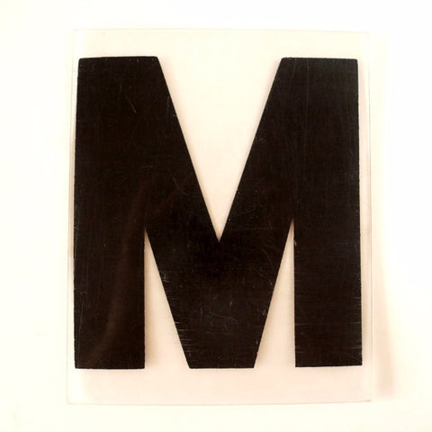 Vintage Industrial Marquee Sign Letter "M", Black on Clear Thick Acrylic, 7" tall (c.1970s) - thirdshift