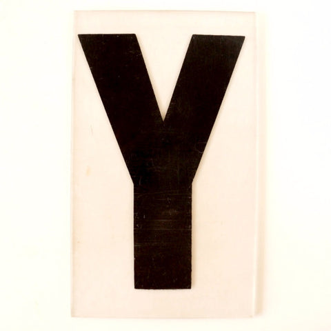 Vintage Industrial Marquee Sign Letter "Y", Black on Clear Thick Acrylic, 7" tall (c.1970s) - thirdshift