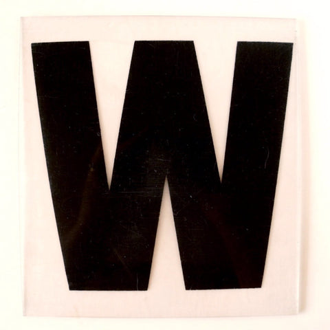 Vintage Industrial Marquee Sign Letter "W", Black on Clear Thick Acrylic, 7" tall (c.1970s) - thirdshift