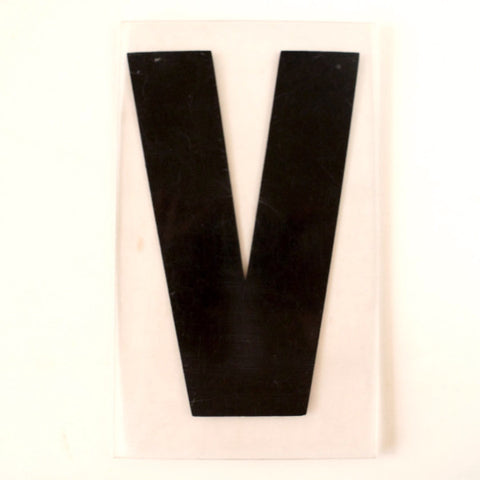 Vintage Industrial Marquee Sign Letter "V", Black on Clear Thick Acrylic, 7" tall (c.1970s) - thirdshift