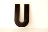 Vintage Industrial Marquee Sign Letter "U", Black on Clear Thick Acrylic, 7" tall (c.1970s) - thirdshift