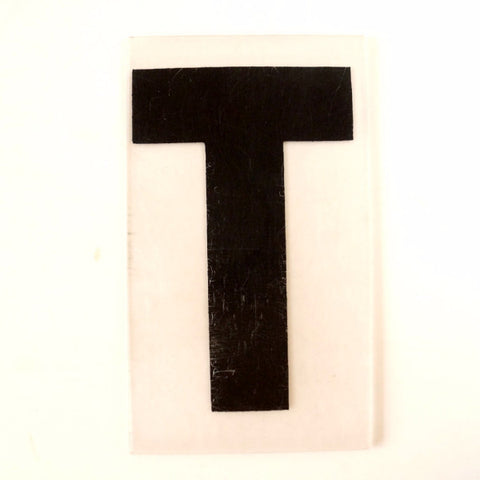 Vintage Industrial Marquee Sign Letter "T", Black on Clear Thick Acrylic, 7" tall (c.1970s) - thirdshift