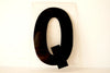 Vintage Industrial Marquee Sign Letter "Q", Black on Clear Thick Acrylic, 7" tall (c.1970s) - thirdshift