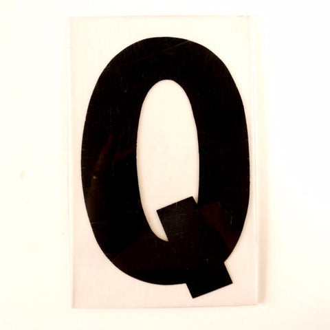 Vintage Industrial Marquee Sign Letter "Q", Black on Clear Thick Acrylic, 7" tall (c.1970s) - thirdshift