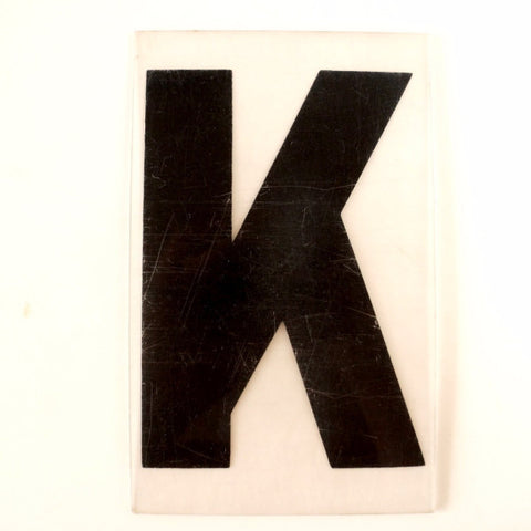 Vintage Industrial Marquee Sign Letter "K", Black on Clear Thick Acrylic, 7" tall (c.1970s) - thirdshift