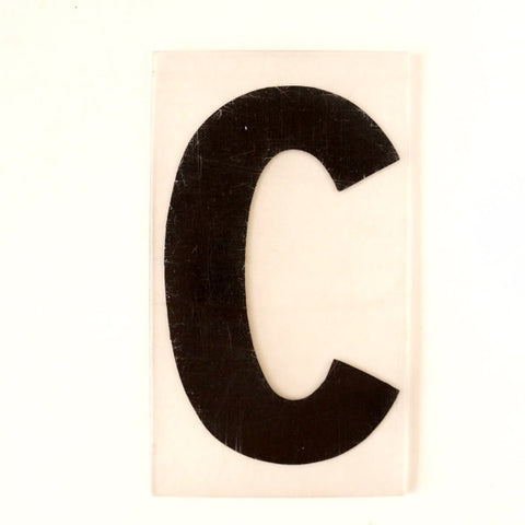 Vintage Industrial Marquee Sign Letter "C", Black on Clear Thick Acrylic, 7" tall (c.1970s) - thirdshift