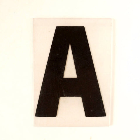 Vintage Industrial Marquee Sign Letter "A", Black on Clear Thick Acrylic, 7" tall (c.1970s) - thirdshift