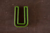 Vintage Industrial Letter "U" Black with Green and Red Paint, 2" tall (c.1940s) - thirdshift