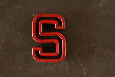 Vintage Industrial Letter "S" Black with Red and Green Paint, 2" tall (c.1940s) - thirdshift
