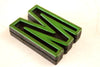 Vintage Industrial Letter "M" Black with Green and Red Paint, 2" tall (c.1940s) - thirdshift