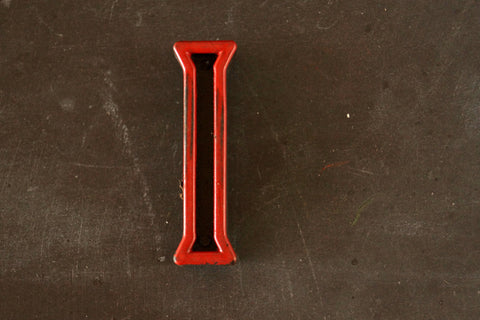 Vintage Industrial Letter "I" Black with Red and Green Paint, 2" tall (c.1940s) - thirdshift