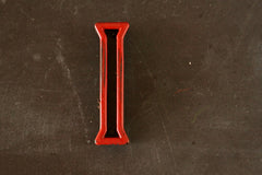 Vintage Industrial Letter "I" Black with Red and Green Paint, 2" tall (c.1940s) - thirdshift
