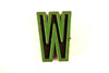 Vintage Industrial Letter "W" Black with Green and Red Paint, 2" tall (c.1940s) - thirdshift