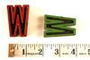 Vintage Industrial Letter "W" Black with Green and Red Paint, 2" tall (c.1940s) - thirdshift