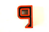 Vintage Industrial Letter "P" Black with Blue and Orange Paint, 2" tall (c.1940s) - thirdshift