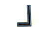 Vintage Industrial Letter "L" Black with Blue and Orange Paint, 2" tall (c.1940s) - thirdshift