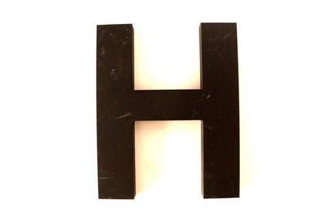 Vintage Industrial Letter "H" 3D Sign Letter in Black Heavy Plastic, 5" tall (c.1980s) - thirdshift