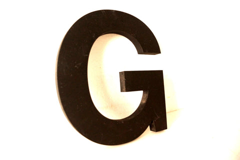 Vintage Industrial Letter "G" 3D Sign Letter in Black Heavy Plastic, 5" tall (c.1980s) - thirdshift